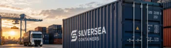 SILVERSEA Containers shipping container in a European logistics yard illustrating standard and one-way container rental operations