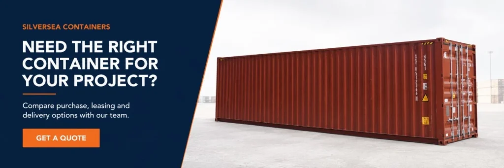 SILVERSEA Containers banner to request a quote for container purchase, leasing and delivery options.
