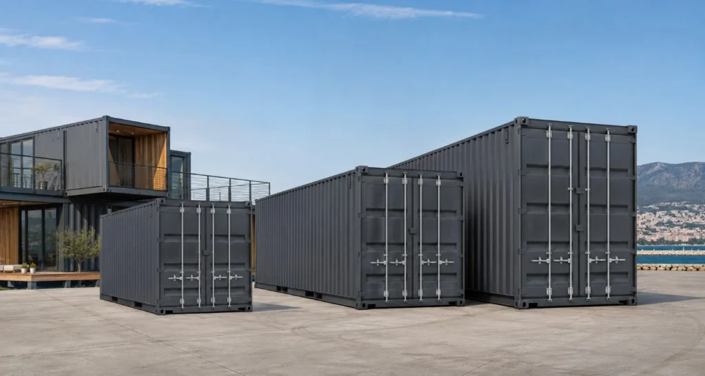 Comparativa de contenedores marítimos 20 pies, 40 pies y 40 High Cube para vivienda modular