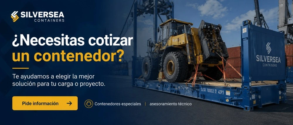 Banner para cotizar un contenedor especial con SILVERSEA Containers para carga o proyecto industrial