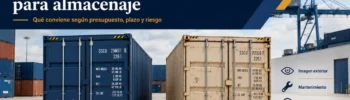 Comparativa entre contenedor nuevo y usado para almacenaje en España, con criterios de presupuesto, mantenimiento, imagen exterior y riesgo operativo
